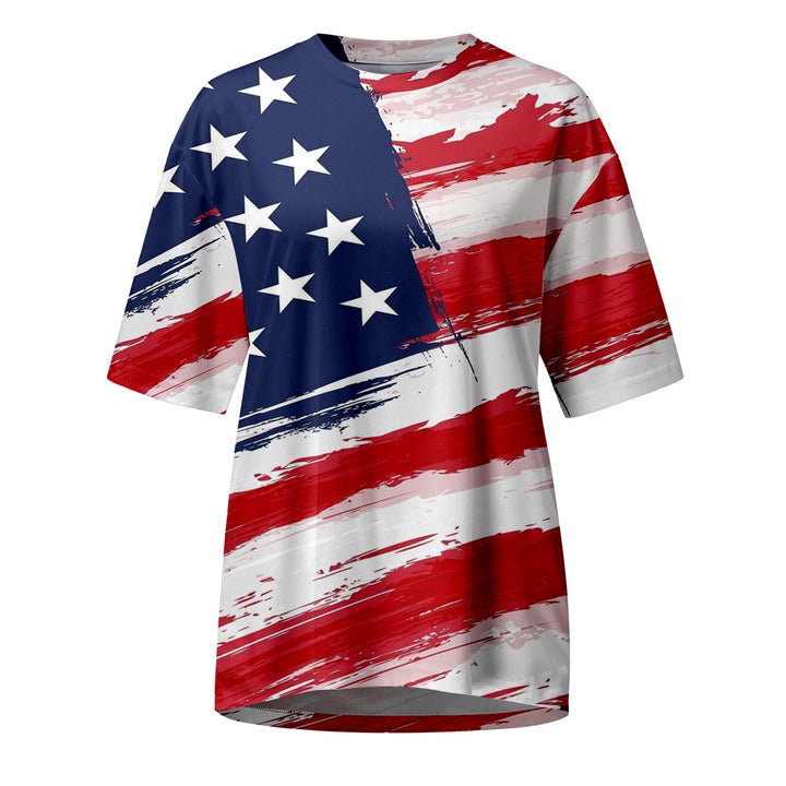 American Flag Print Women's Patriotic T-Shirt