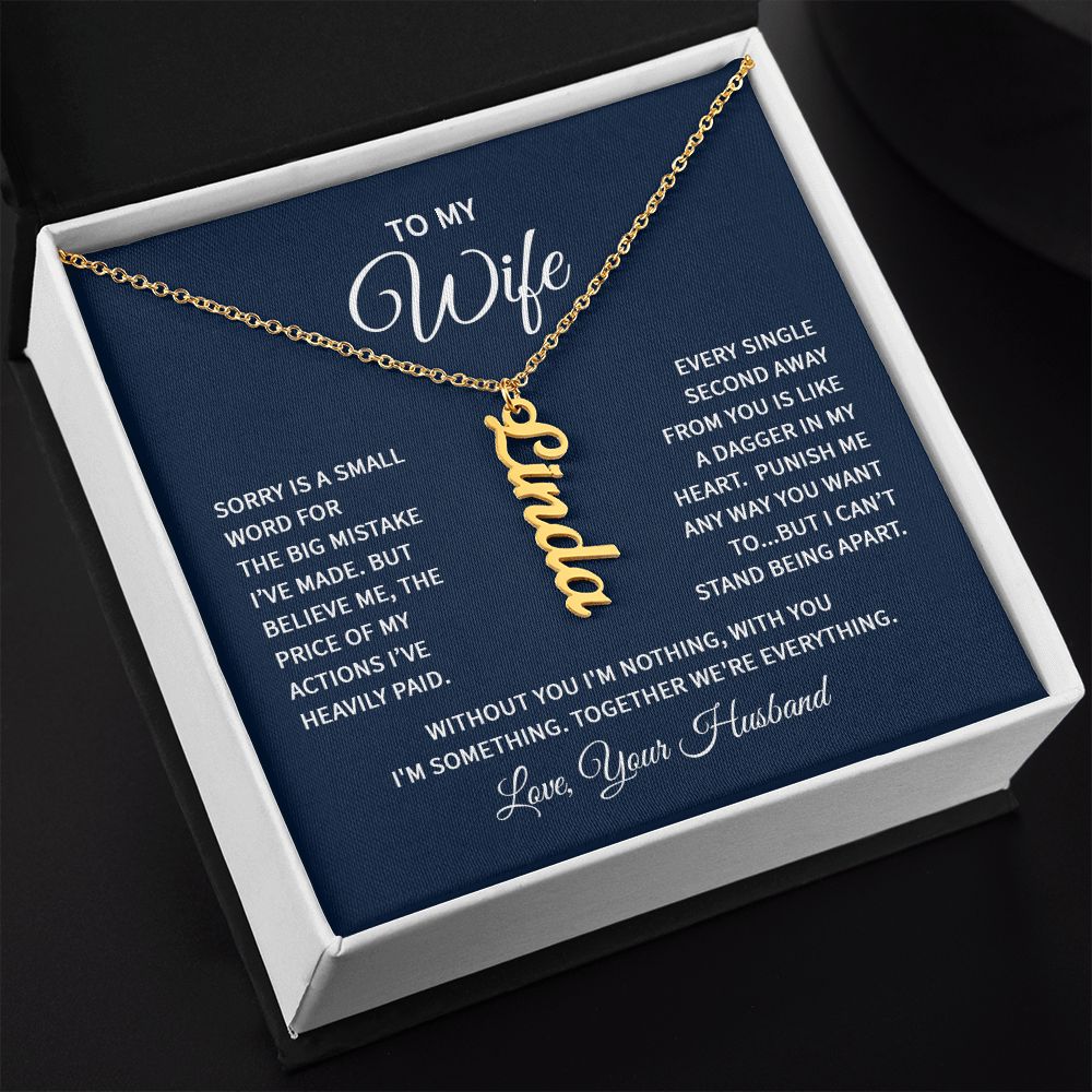 Vertical Name Necklace - For Wife From Husband