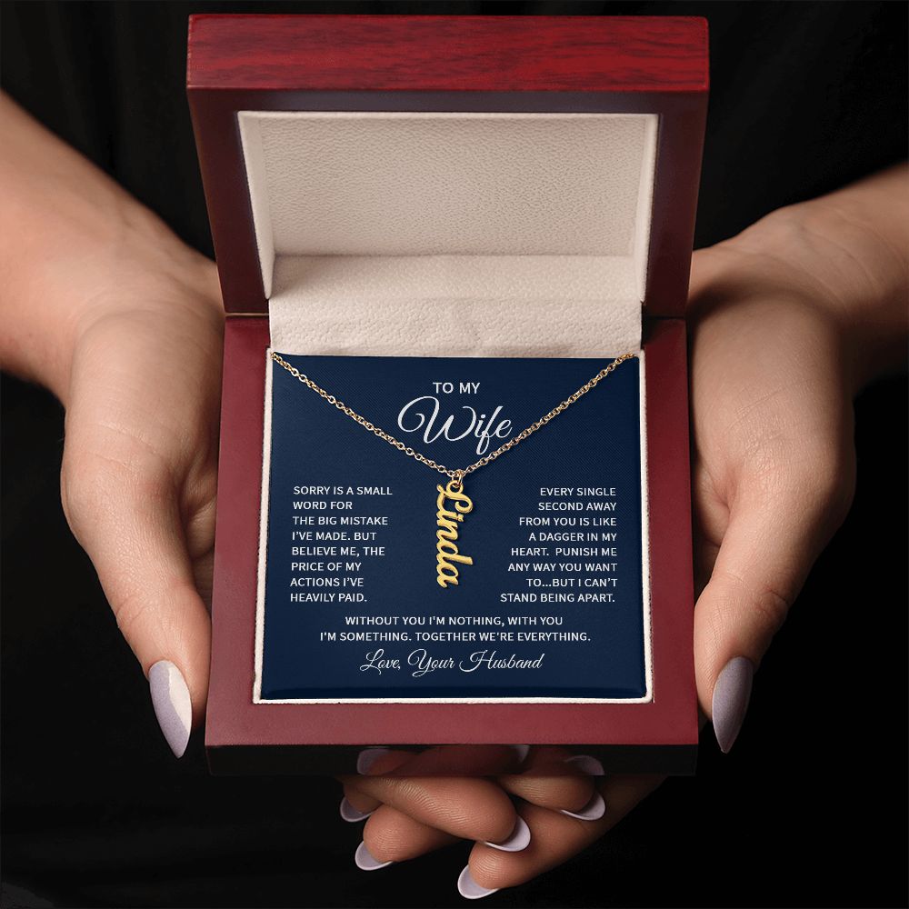 Vertical Name Necklace - For Wife From Husband